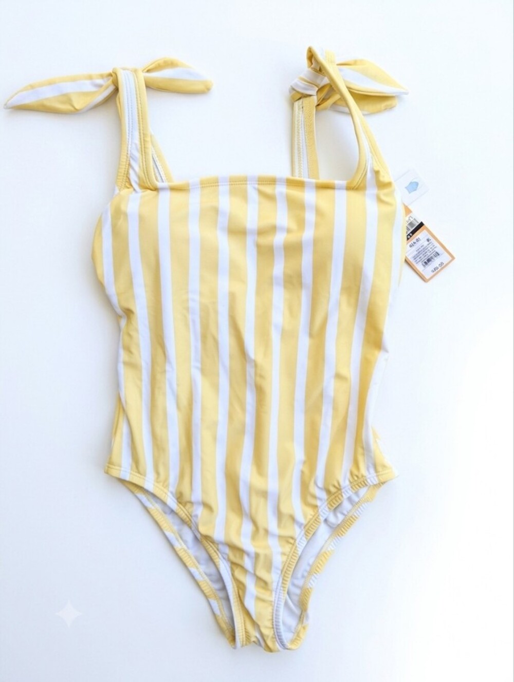 Kona Sol Yellow and White Striped One-Piece Swimsuit